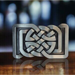 Celtic Knot Silver Finish Metal Belt Buckle Western Celtic Pattern Belt Buckle